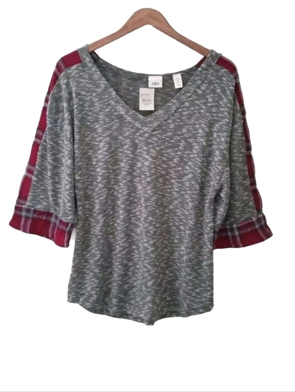New Daytrip Heather Grey Marled Pullover Shirt 3/4 Sleeves Womens L NWT Buckle